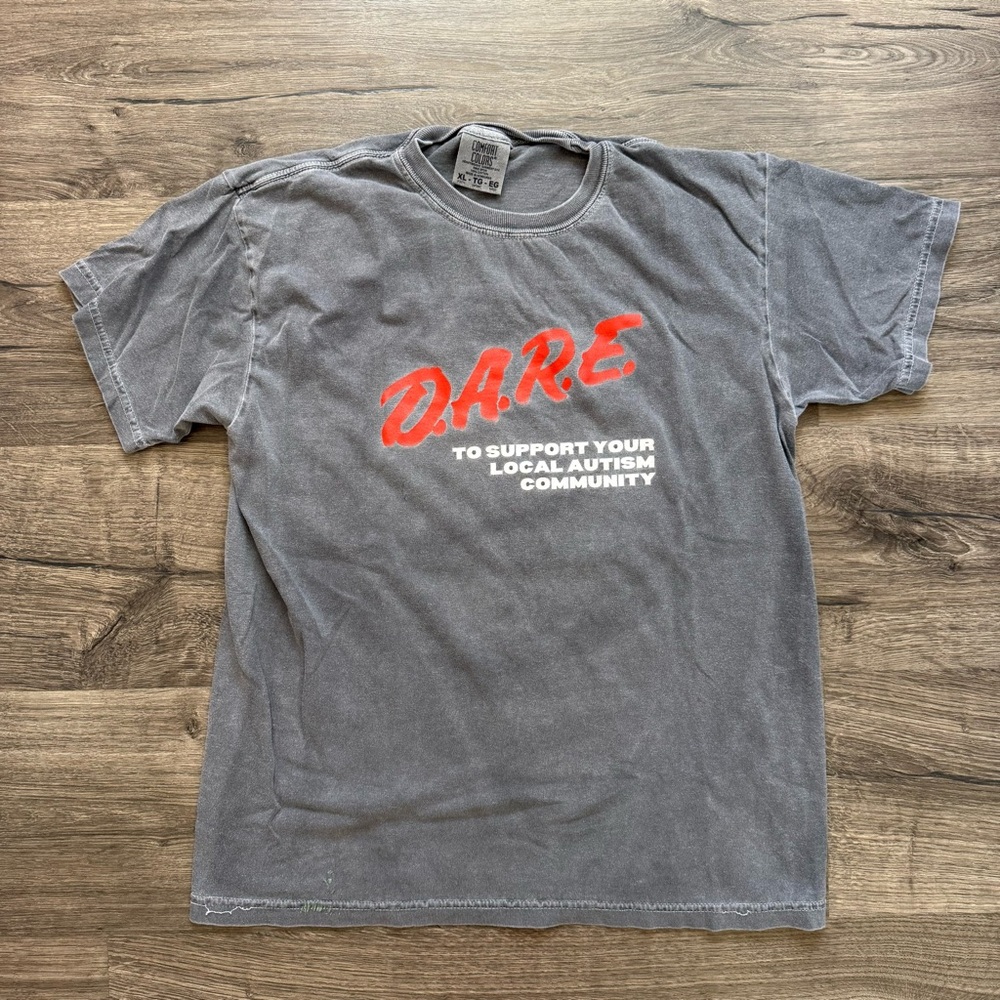 DARE to support your local autism community gray t shirt medium adult unisex